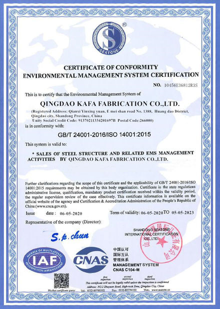 China Qingdao KaFa Fabrication Co., Ltd. Certificaciones